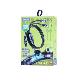 Remax RC-C169 Wochy Series 2.4A 3-in-1 Multifunctional Fast Charging Cable, Black