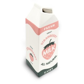 Retro Strawberry Milk Carton vase –Vintage Inspired Kawaii Ceramic vase -Pink Strawberry Flower vase -Cute Accent Decor for Your Home Kitchen Office