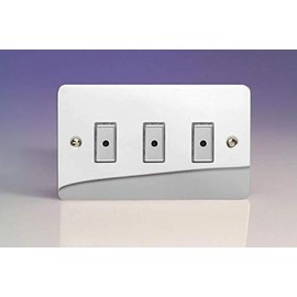 Varilight 3-Gang 1-Way Remote/Tactile Touch Control Master LED Dimmer Light Switch 3 x 0-100W (Max 10 LEDs) Polished Chrome JFCE103