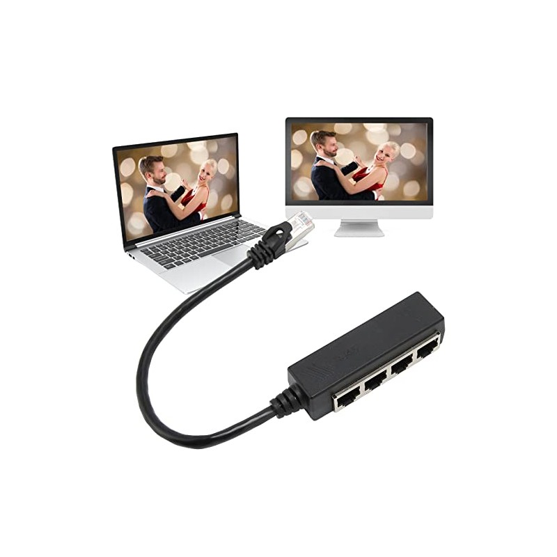 Adaptador RJ45 Cable Divisor Ethernet - 1 a 4 Puntos,