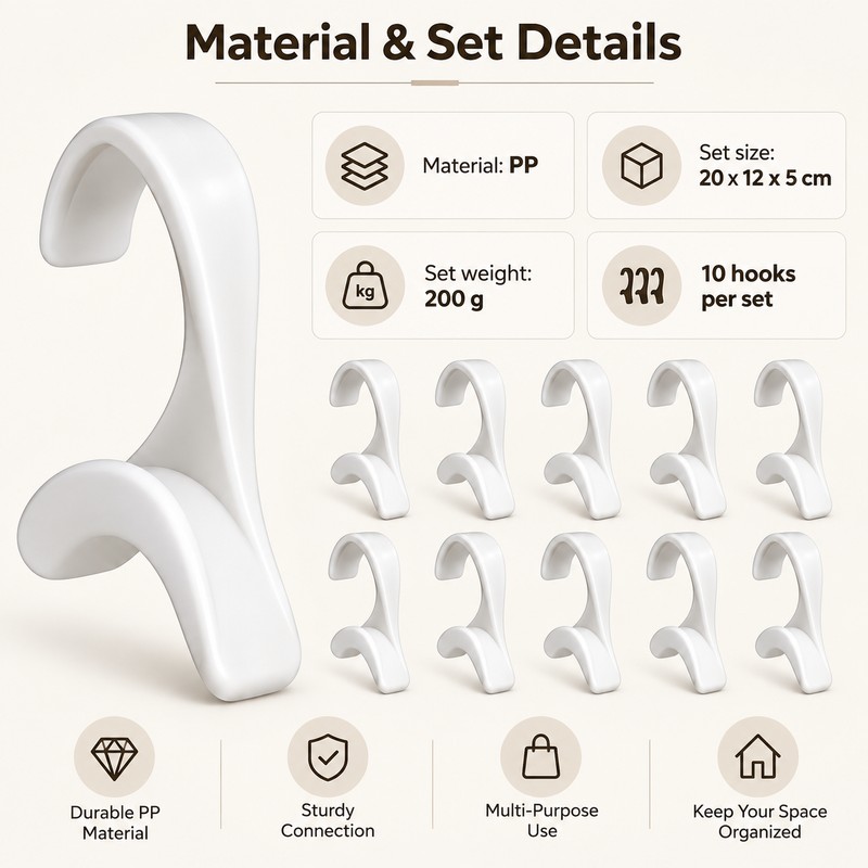 10-Piece Hanger Connector Hooks for Closet Organization – Space-Saving Accessory
