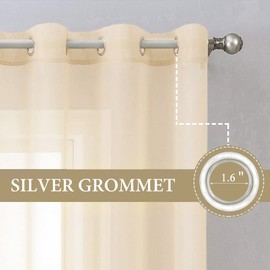 MIULEE 2 Panels Solid Color Cream Beige Sheer Curtains 120 Inch Length Set, 10 ft Extra Long Curtains Elegant Grommet Light Filtering Window Voile Drapes/Treatment for Bedroom Living Room W54 x L120