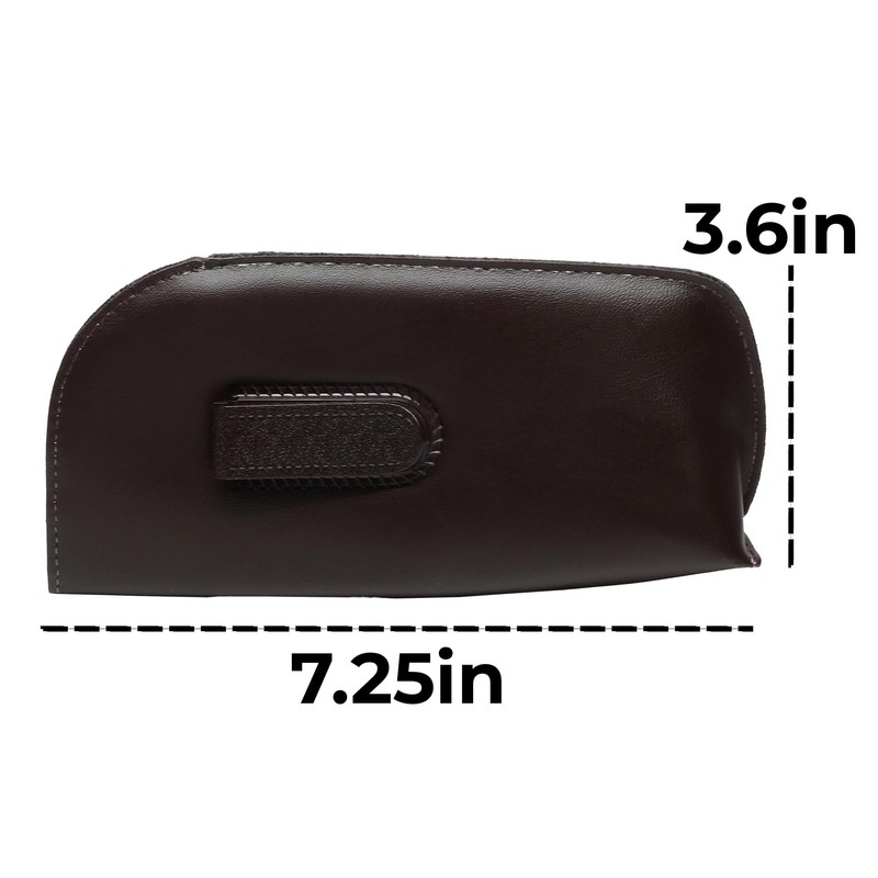 Large Soft Syn.Leather Slip-in Case w/Clip Safety Eyewear Brown 7.25"