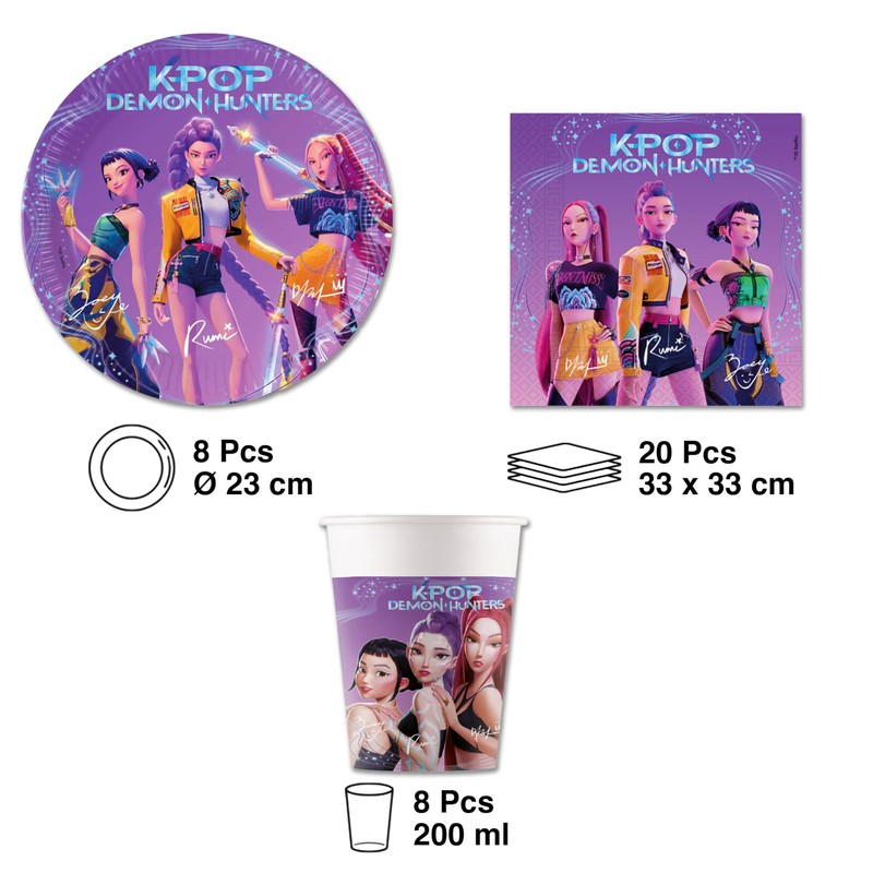 Set Stoviglie K-pop Demon Hunters per 8 Persone, Kit Festa