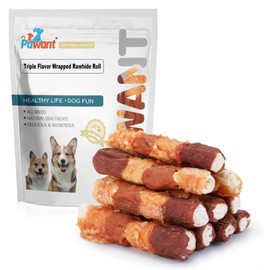 Pawant Dog Treats Triple Flavor Rolls - Chicken Liver, Beef, Chicken Wrapped Rawhide Rolls for Medium and Large Dogs Training Snacks 227g (8oz)
