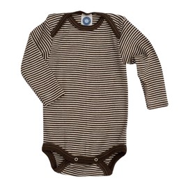 Cosilana, Baby Bodysuit Long Sleeve, 70% Wool, 30% Silk, striped brown