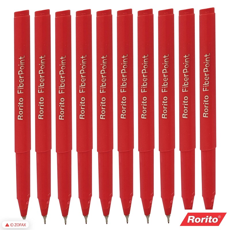 FibrePoint Fineliner Pens, RED, Extra Fine Tip (0.5mm), Pack of