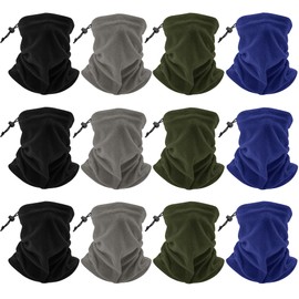 PODALOA 12 Pieces Fleece Neck Warmer For Women Men, Winter Neck Gaiter Skiing Windproof Face Scarf Covering