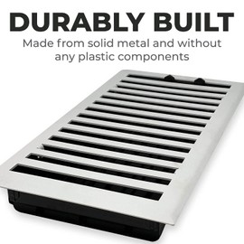 Madelyn Carter Modern Chic Style Vent Cover, Solid Cast Steel Interior, Controls Air Flow, 6 x 10 inches (Overall Face: 7.25 x 11.5 inches), Textured White