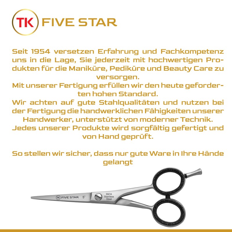 TK Five Star Professional 5 Inch Small Sharp Beard Scissors
