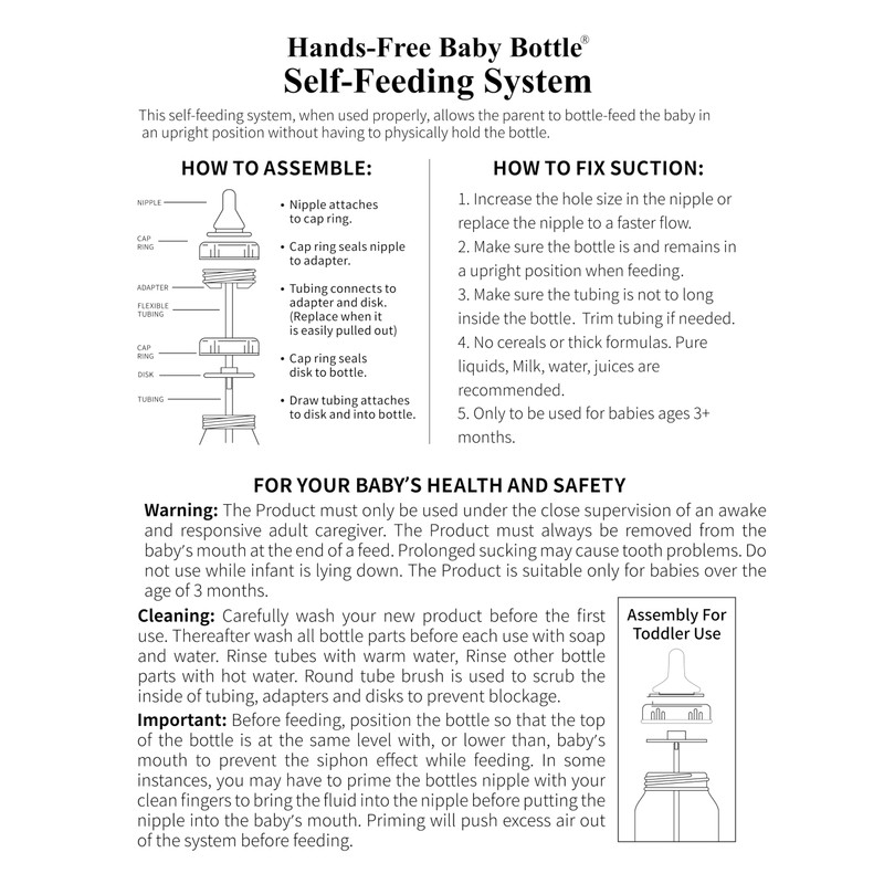Hands-Free Baby Bottle - Anti-Colic Self Feeding Baby Bottle System
