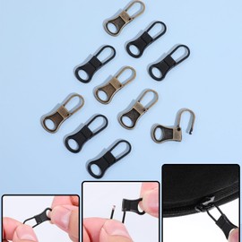 10 Pcs Zipper Pull Replacement Handle Small Zippers Detachable Clothing Zipper Hole Head Handle Fixer Tab Repair for Jacket Pants Coat Shoes Suitcase (2 Color)