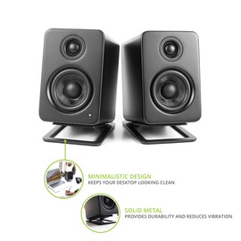 Kanto Kanto S2 Tilted Desktop Speaker Stands for Small Speakers & Compact 2-3 Studio Monitors | Supports 6 lbs | Damping Foam Padding | Pair | Black