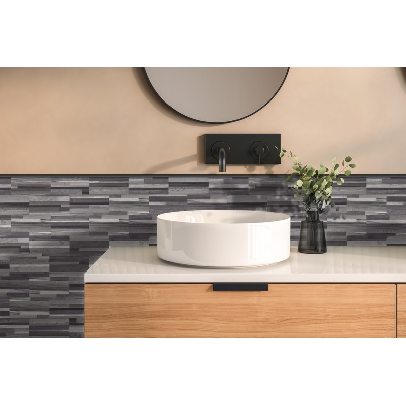 100-Pack Peel and Stick Backsplash Black Wood Tile Stickers Upgraded