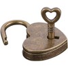 Lock Antique Brass Padlock with Key -Mini Bronze Vintage Heart