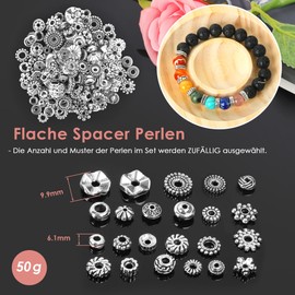 LeisuDay 250 g Antique Silver Metal Beads Spacer Beads for Bracelets Necklaces Jewellery Crafts - Spacer Beads, Paracord Beads, Bead Caps, Charms, Bail Beads (Silver)