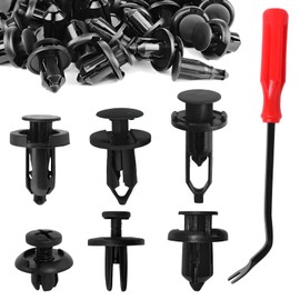 JUSTTOP 120 PCS Car Push Retainer Clips, Plastic Bumper Fender Push Pin Rivets Kit with Remover Tool, Car Fixed Clip Fasteners Assortment for Door Trim Panel, Car Accessories