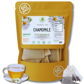Manzanilla Té (Chamomile Tea) – 60 Tea Bags – 100% Natural, Vegan, Herbal – Gluten-Free, Non-GMO – by Bexpertsusa