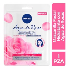 Nivea Mascarilla Facial con Agua de Rosas y cido Hialurnico, 1 pieza, Todo Tipo de Piel                                                               
