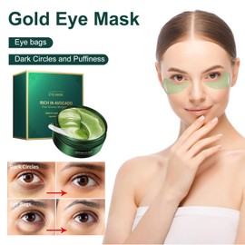 SEGMINISMART Augenpads Gegen Augenringe,Augenpads,Anti Aging Augenmaske mit Hyaluronsäure Augenpads,60PCS Avocado Augenpads mit Avocado Extrak Glycerin& Hyaluron für Hydratisieren und Befeuchten