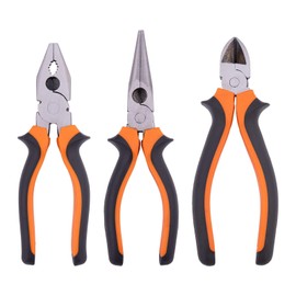BOOMET 3-in-1 Pliers Set, 175 mm, Universal Pliers, Various Designs to Choose From, Radio Pliers, Side Cutters, Combination Pliers, Ergonomic Handle