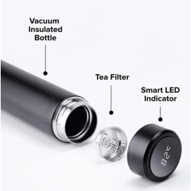 Leeseph Stainless Steel Smart Water Bottle, Double Walled, LCD Temperature Display