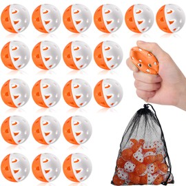 VioraWhite 48 Pack Mini Practice Baseballs 1. 65 Inch Small Baseball Training Lightweight Hollow with a Drawstring Bag for Hitting, Batting Training Use(Orange and White)