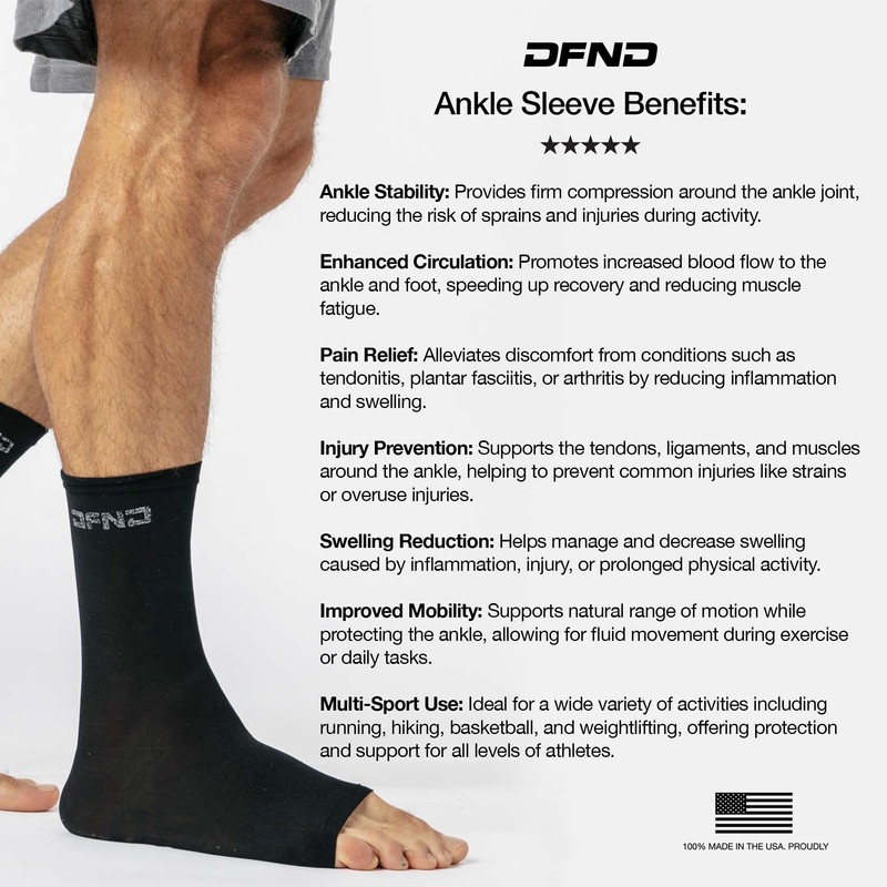 DFND Unisex Active Ax Compression Ankle Sleeve - Black -