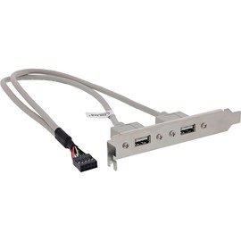 InLine 33391 Slot Bracket USB 2.0, 2x USB Female to 1x 10-Pin Post Connector, 35 cm
