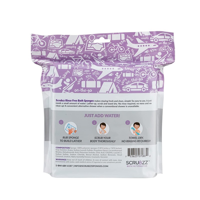 Scrubzz Disposable No Rinse Bathing Wipes - 25 Pack -