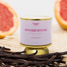 Companion Candles Pet-Friendly Wood Wick Candle - “Anywhere with You” Grapefruit & Vanilla, Coconut Soy Wax Scented, Over 50 Hr Burn Time, Non-Toxic, Women-Owned, Made in USA (11.8 oz.)