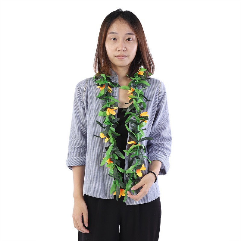 3pcs Assorted Color Hawaiian Leis Tropical Party Simulated Flower Leaf