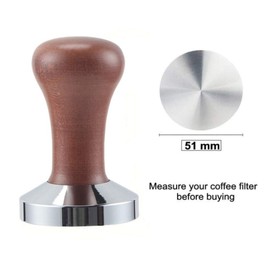 51mm Coffee Tamper with Stainless Steel Base & Solid Wood Handle, Futu Calibrated Tamper Coffee Press Tool Tamper Espresso Tamper for Espresso, Coffee