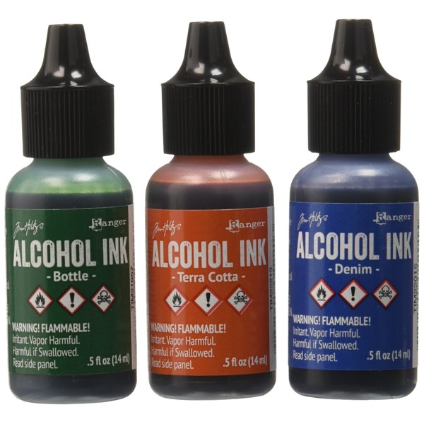Ranger Adirondack Alcohol Ink 1/2-Ounce, 3-Pack, Rustic Lodge, Bottle/Terra Cotta/Denim (AAI-19770)
