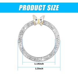 KHGUZ 2PCS Bling Car Engine Start Stop Decoration Ring, Crystal Rhinestone Auto Push Start Button Ignition Ring Sticker, Vehicle Decor Accessories for Women Girls, Universal for Vehicles (White)