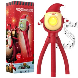 A.S Santa Claus Kids Flashlight Rechargeable, LED Torch with 8 Color Modes & 8 Music, USB-C Charging, Fun Flashlight for Boys & Girls, Perfect for Parties, Camping & Outdoor Adventures Christmas Gifts