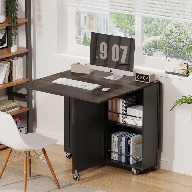 3imothrix Folding Dining Table, Dinner Table with Drawer and Storage