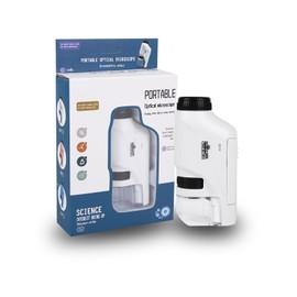 Kids Portable Microscope,60X - 120X Pocket Handheld Microscope Mini Microscope with LED Light High Definition Pocket Microscope for Kids Gift,Educational Toy,Preschool Home Study (White)