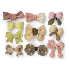 Summer-Ray 50pcs Handmade Mini Fabric Ribbon Bows Mixed Design Mixed Color Variety Pack