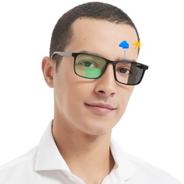 OCCI CHIARI Photochromic Bifocal Sunglasses Readers Mens,Transition Square UV Protection Reading Glasses 1.0 1.5 2.0 2.5 3.0 3.5 4.0(Black +350)