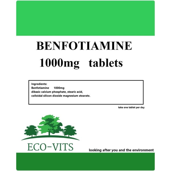 Benfotiamine 1000mg (120 Tablets) Blood, Sugar, Thiamine, Vitamin B1. Recyclable Packaging. Sealed Pouch. ECO-VITS