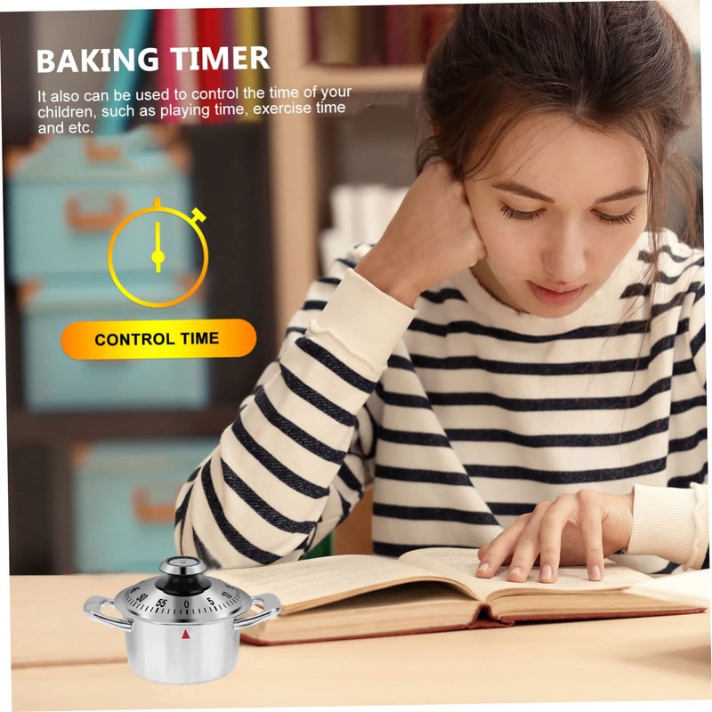 MAGICLULU 2pcs Cute Pot Shape Mechanical Kitchen Timer Cooking Timer