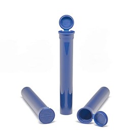 W Gallery 500 Blueberry 116mm Open Cap Pop Top Tubes - Airtight Smell Proof Containers - Plastic Medical Grade Prescription Bottles for Pills Herbs Flowers Supplements, Bulk Pack, Not Glass Jars