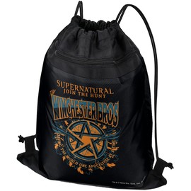 LOGOVISION Supernatural The Winchester Bros Drawstring Backpack Sports Bag Sackpack 17" x 13", Perfect for Gym, Yoga or Practice