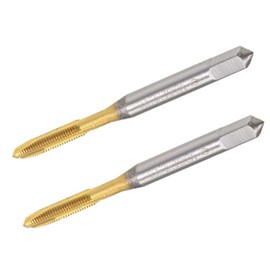 TA-VIGOR M3 x 0.5mm Spiral Point Plug Thread Tap, HSS Titanium Coated Thread Milling Tap with H2 Tolerance, 3 Flutes Ground Threads(Round Shank with Square End) 2Pcs