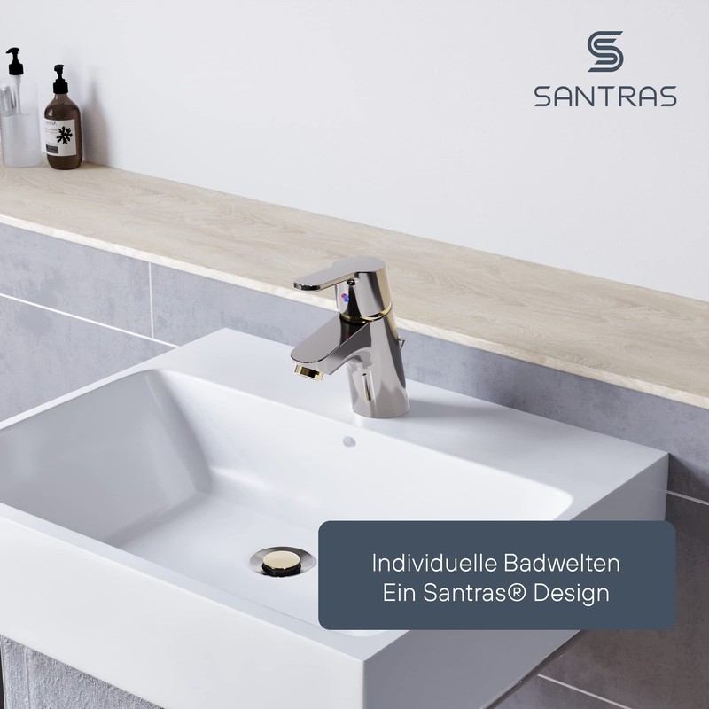 SANTRAS® Eccentric Drain Fitting Premium for Washbasin with Protection Against