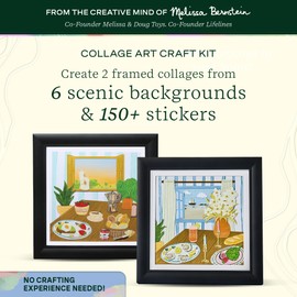 Lifelines FlowCrafts, Collage Art Kit - Miniature Framed Collages from 6 Scenic Backgrounds, 150+ Stickers & 2 Picture Frames - Sensory Arts & Crafts Kit for Teens & Adults - DIY Wall Décor