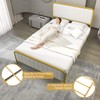 Giantex Full Size Gold Bed Frame with Velvet Headboard and