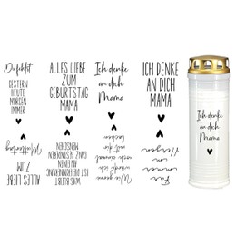 Fräulein Lotti | Wasserschiebefolie fuer Grabkerzen - Thema: Mama | Tattoofolie | schwarz DIN A5