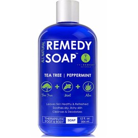 Truremedy Naturals Remedy Soap Tea Tree Oil Antibacterial Body Soap - Antifungal Body Wash | Helps Body Odor, Athlete's Foot, Jock Itch, Ringworm, Yeast Infections, & Skin Irritations (1 pk, 12 oz)